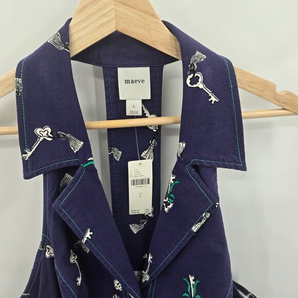 Maeve x Anthropologie Blue Collared Button Front Amelia  Mini Dress Size Large - Picture 5 of 14